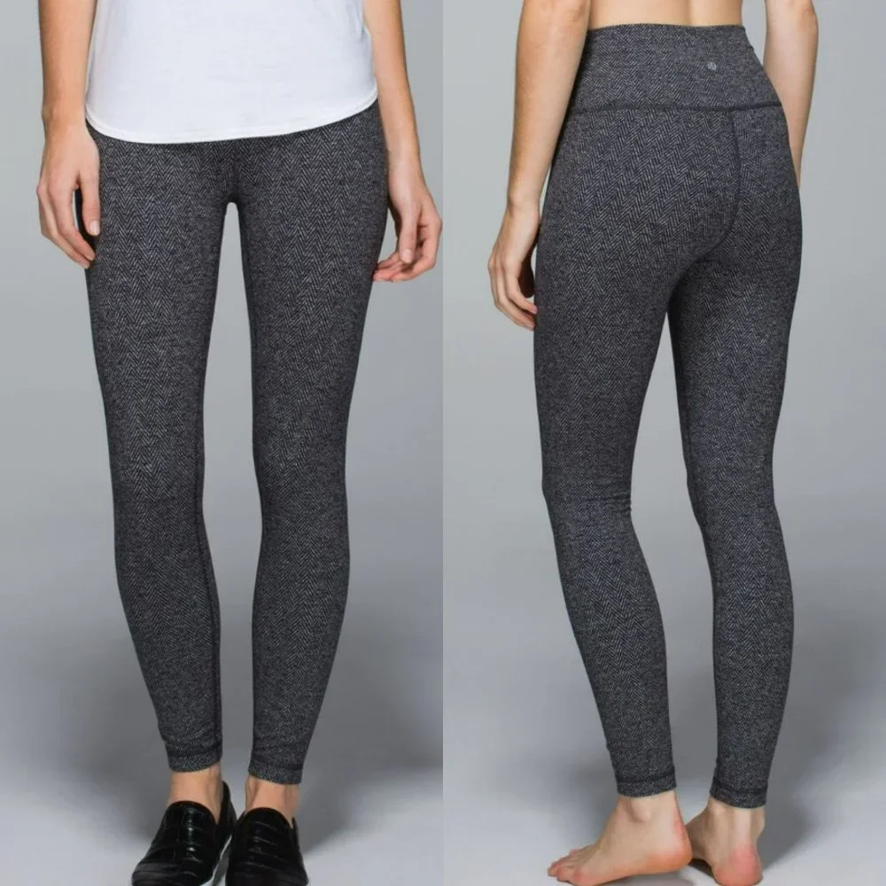 Lululemon High Time Pant High Rise 7/8 Length Black Herringbone Women's Size 4 - Picture 1 of 6